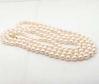 48 GENUINE 6.5 7.0MM AKOYA SEA WATER PEARL SOLID 14K GOLD CLASP 