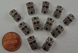 Hole Beads 11 Marcasite Tablets Made with Topaz Swarovski Crystal 