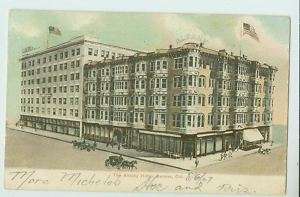 033006 HORSE & BUGGY @ NEW ALBANY HOTEL DENVER CO 1907 POSTCARD 