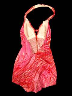 Vintage Swimsuit One Piece Halter Style Pink/Red Cole Of Ca 1970S 