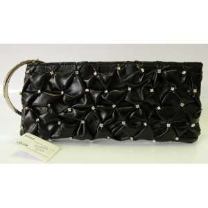  Black Evening Bag with Rhinestone and Long Shoulder Chain 