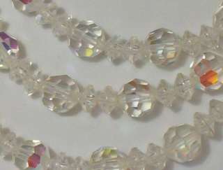 VINTAGE THREE STRAND CRYSTAL NECKLACE GORGEOUS  