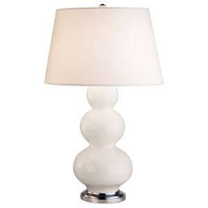   Table Lamp, Antique Silver Finish with Lily Glass with Pearl Dupioni