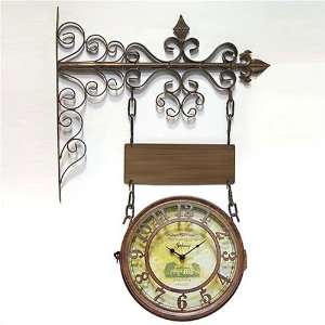    French Scroll Double Sided Train Station Wall Clock