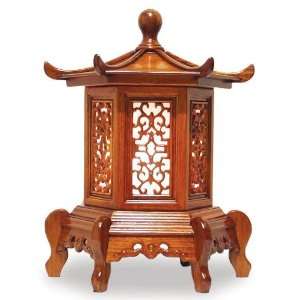  Rosewood Chinese Pagoda Lantern   Natural