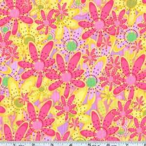  45 Wide Fairy Princess Daisy Pink Fabric By The Yard 