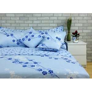 Blue Bayou Printed Pattern Cotton Duvet Cover King Size