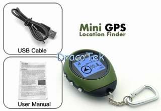 This GPS receiver and location finder displays geographic coordinates 