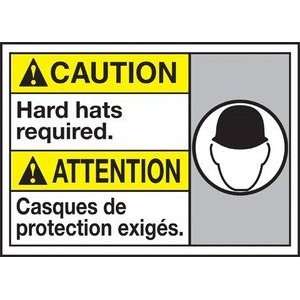  CAUTION HARD HATS REQUIRED (W/GRAPHIC) Sign   10 x 14 