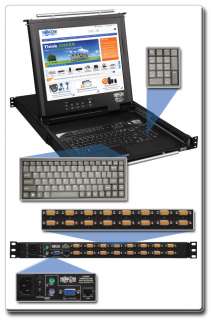   IP 1U Rackmount Console KVM Switch, 16 Ports, 17 LCD, IP Remote
