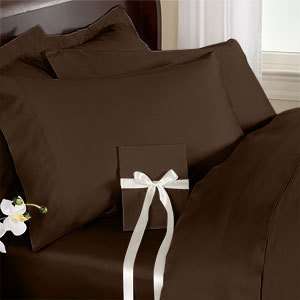   Thread Count Egyptian Cotton 4 Peice Sheet Set, Queen, Chocolate Solid