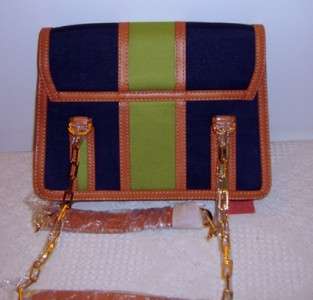 Tory Burch Navy/Green/Natural Alize Shoulder Satchel Size OS Handbag 
