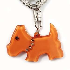  Brown Plastic Scottie Dog Keyring/ Handbag Charm Jewelry