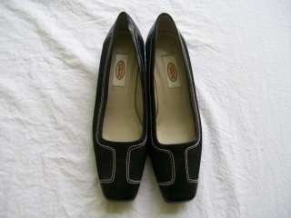 TALBOTS SPAIN BLK ALL LEATHER/FABRIC FLATS 7N WORN ONCE  