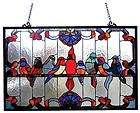 Birds Stained Glass Tiffany Style Window Panel Suncatcher Diameter 32 