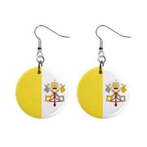 Vatican City State Flag Button Earrings