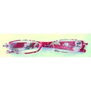  Zoom (G177) Expressions Red Floral 1/2 Eye Reading Glasses 
