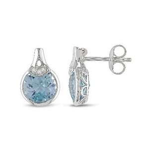 Gordons Jewelers Blue Topaz and Diamond Accent Stud Earrings in 