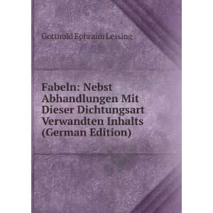   Verwandten Inhalts (German Edition) Gotthold Ephraim Lessing Books
