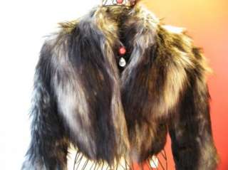 BEBE JACKET coat shrug faux fur black crop 154561  
