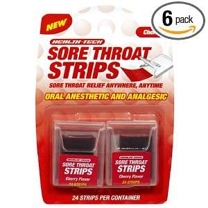  Health Tech Sore Throat Strips, Cherry, 48 Strips (Pack of 
