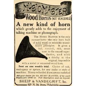  1909 Ad Sheip & Vandegrift Wood Horns Music Instrument 