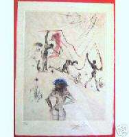   DALI HAND SIGNED AND HAND COLORED ETCHING VENUS IN FURS LES NEGRESSES