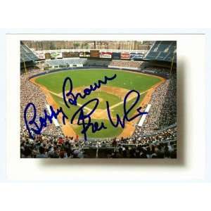 Bill White & Bobby Brown Autographed/Hand Signed post card 4x5 (Yankee 