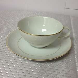 Embassy Touch of Gold Fine Bone China White Tea Cup + Saucer Gold 