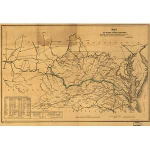  1852 Map of Virginia Central railroad