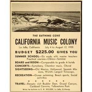   Music Colony Wilcox La Jolla Cove   Original Print Ad