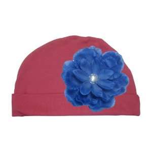  Pink Cute Soft Cotton Hat with Blue Peony Flower