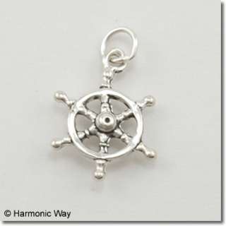 Sterling Silver 3D CAPTAINS SHIP WHEEL Nautical Charm  