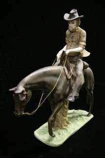Western Cowboy on a Horse Italian Statue Sculpture VIttoria Made in 