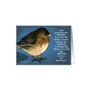 Serenity Prayer with Junco Bird Card