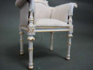 100% New 1Scale White Vanity Chair For Doll House   