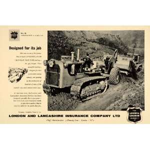  1960 Ad London Lancashire Insurance Caterpillar Tractor 