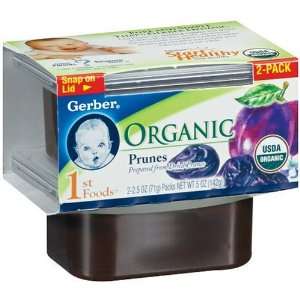 Gerber 1st Foods Organics Prunes, 8 Count, 2 Pack, 2.5 Ounce Unit 