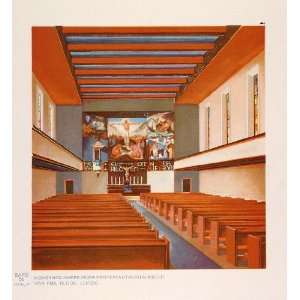 1930 Art Deco Interior Design Protestant Church Print   Original Color 