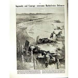  1915 WORLD WAR FRENCH SOLDIERS MULES BARBED WIRE