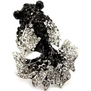 Absolutely Fabulous Black Ice and Gray Crystal Covered Fancy 3 D 