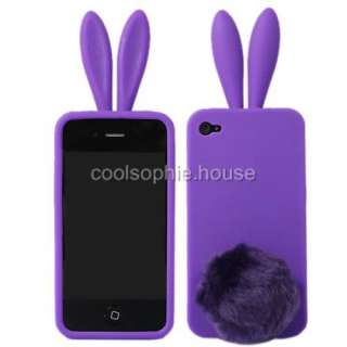 Bunny Rabito Rabbit Rubber Skin Case For iPhone4 purple  