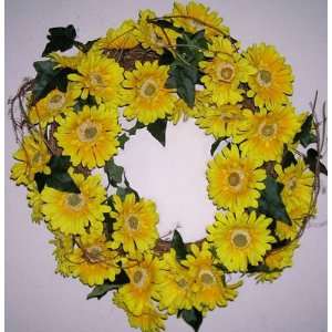  20 Silk Yellow Daisy Wreath