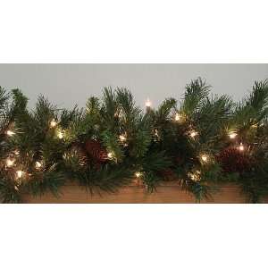   Pre Lit Cheyenne Pine Artificial Christmas Garland   Clear Dura Lights