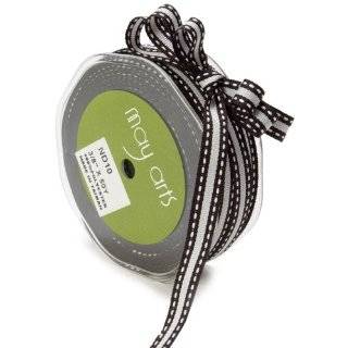 May Arts 3/8 Inch Wide Ribbon, Black and White Stripes