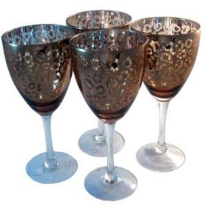  Leopard Gold Foil Wine Glasses