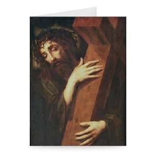 Christ Carrying the Cross (oil on panel) by   Greeting Card (Pack of 
