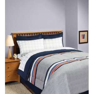  Gray, Blue & Orange Boys Full Comforter Set (8 Piece Bed 