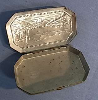 XA14 * BEAUTIFUL COPPER TOBACCO BOX FOR SEAMAN ANTIQUE EUROPEAN 