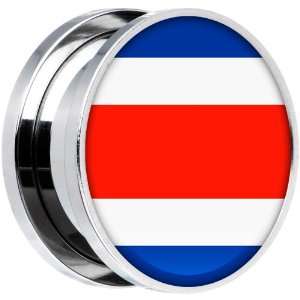  18mm Stainless Steel Costa Rica Flag Saddle Plug Jewelry